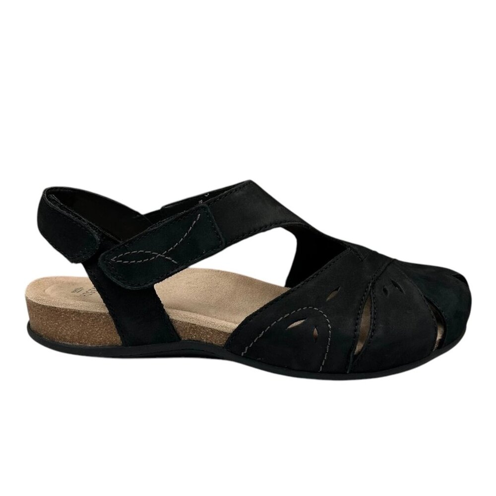 Earth Origins Womens Birdine Leather Sandal 9 Wide Black Casual Slip Resistant